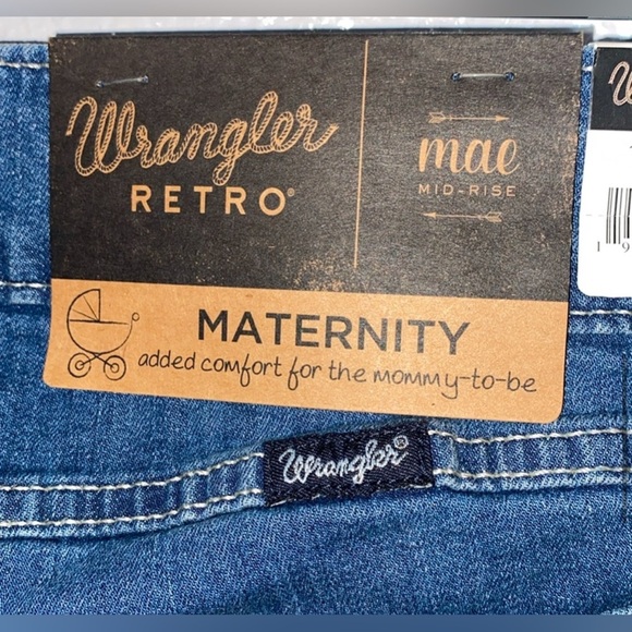 WRANGLER BOOT CUT DENIM JEANS MATERNITY RETRO MID RISE PANTS COWGIRL BABY SIZE 7 - Picture 8 of 9